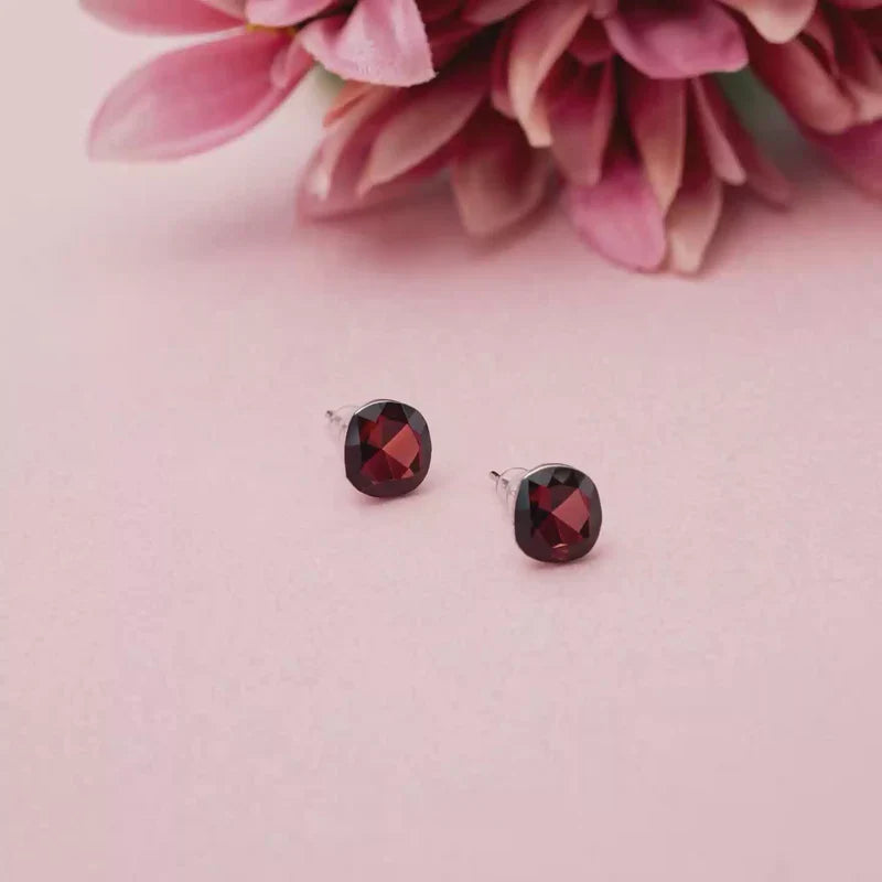 Shivora Deep Red Crystal Stud Earrings