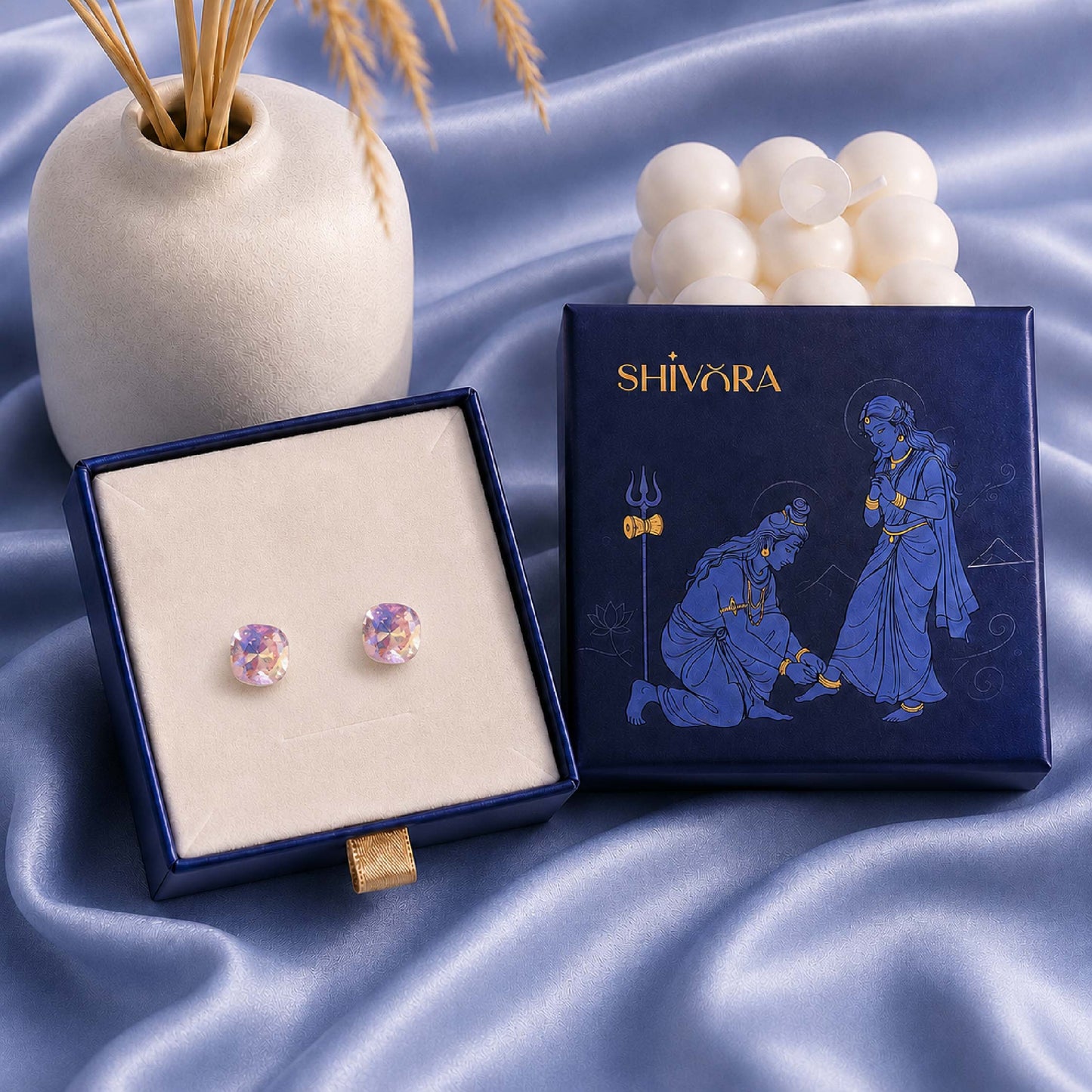 Shivora Pink Crystal  Stud Earrings
