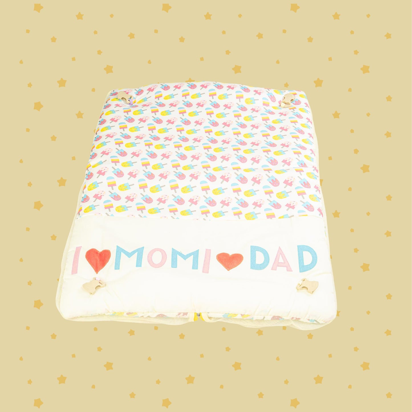 Bubzee Baby Carry Bed – Soft Cushion Bedding with Handle Yellow