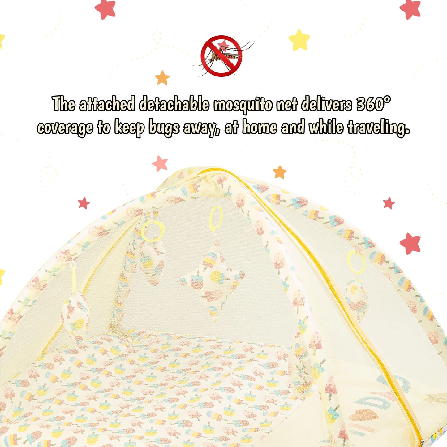 Bubzee Baby Carry Bed – Soft Cushion Bedding with Handle Yellow