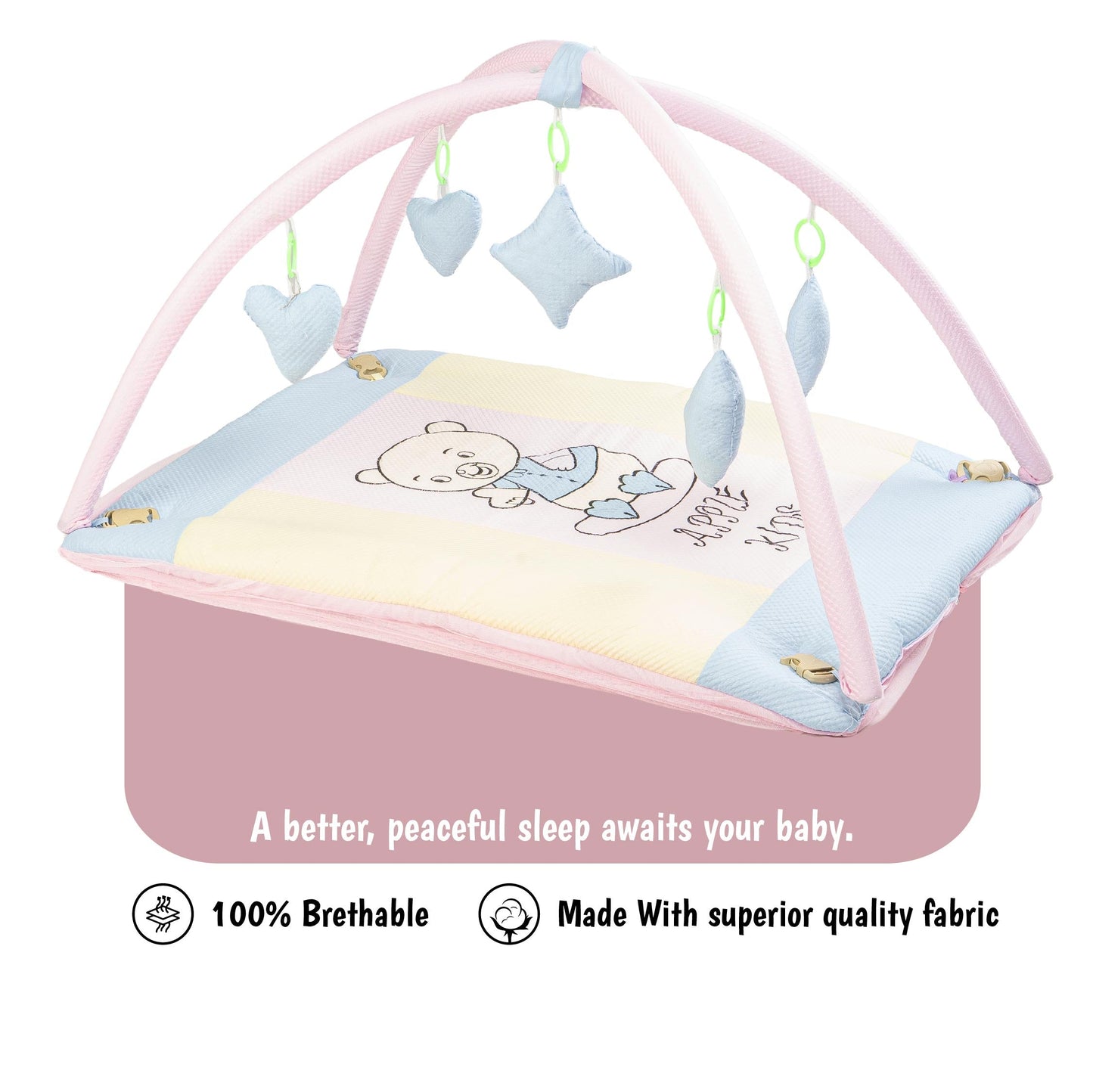 Bubzee Baby Carry Bed with Mosquito Net – Soft Cushioned Bedding Pink