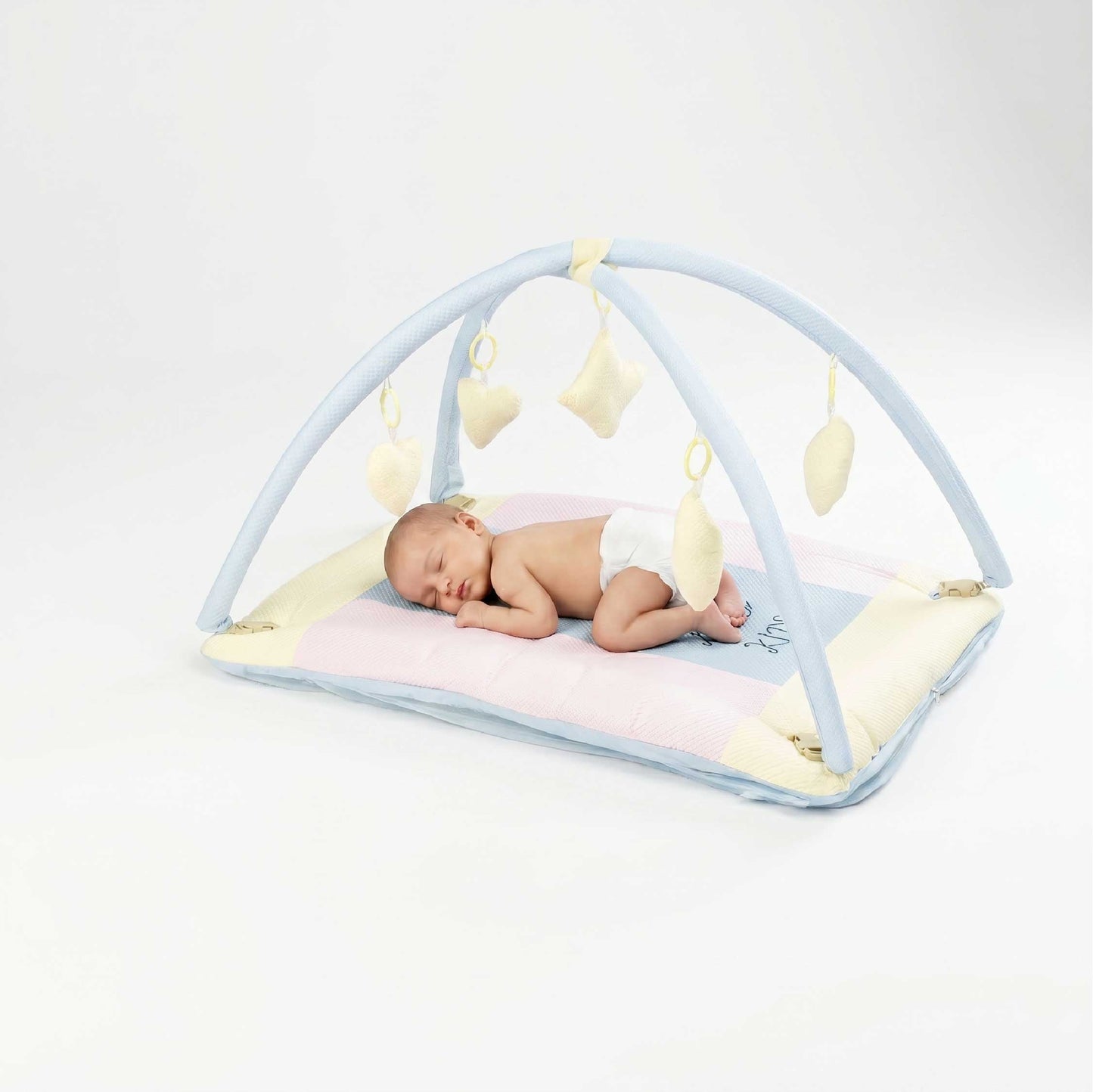 Bubzee Baby Carry Bed with Mosquito Net – Soft Cushioned Bedding Sky Blue