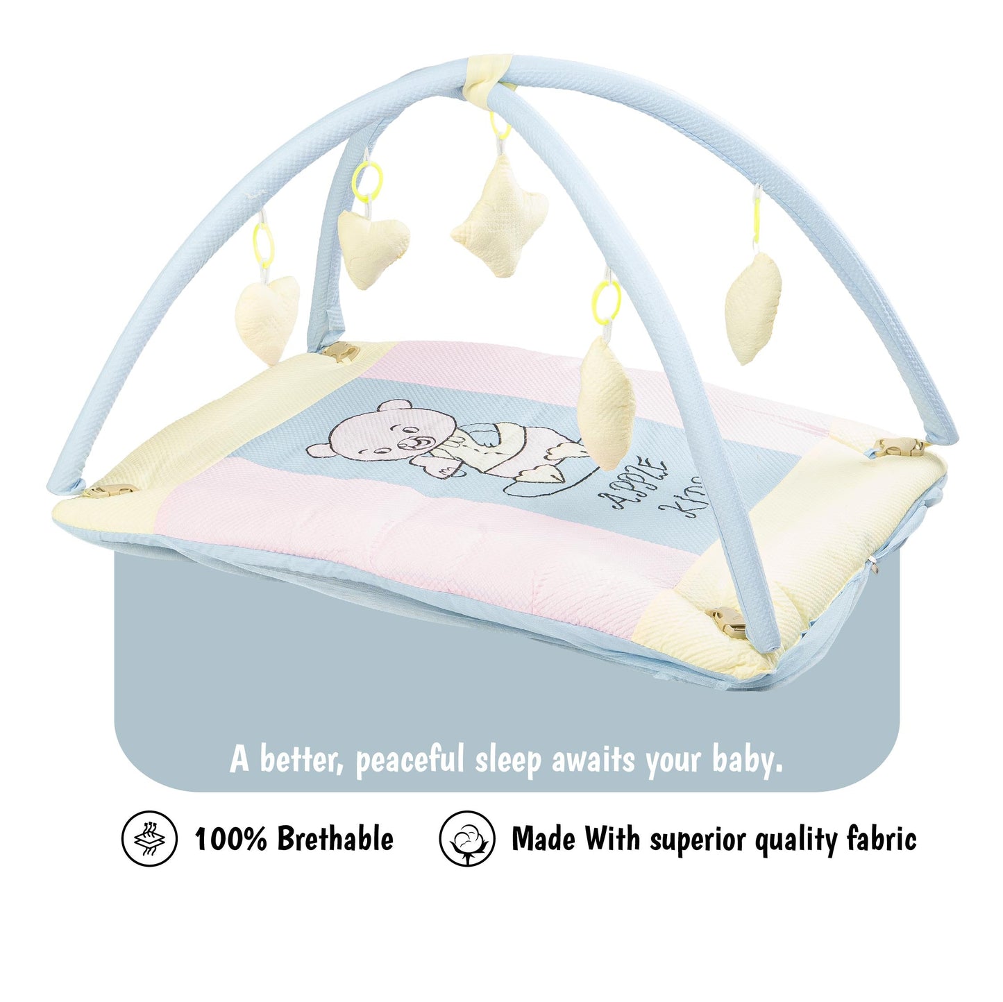 Bubzee Baby Carry Bed with Mosquito Net – Soft Cushioned Bedding Sky Blue