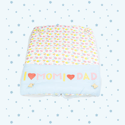 Bubzee Baby Carry Bed – Soft Cushion Bedding with Handle Cyan