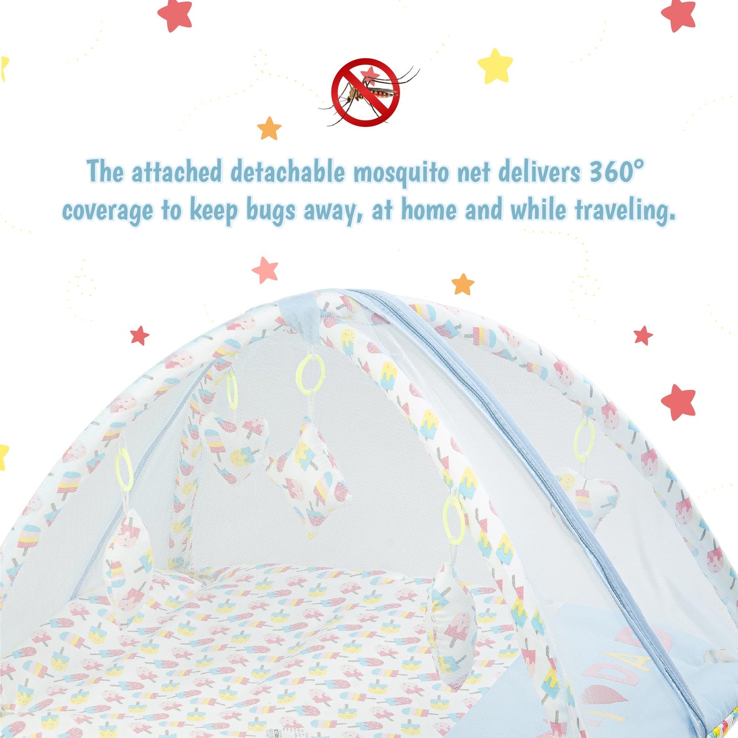 Bubzee Baby Carry Bed – Soft Cushion Bedding with Handle Cyan