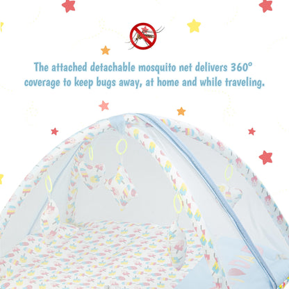 Bubzee Baby Carry Bed – Soft Cushion Bedding with Handle Cyan