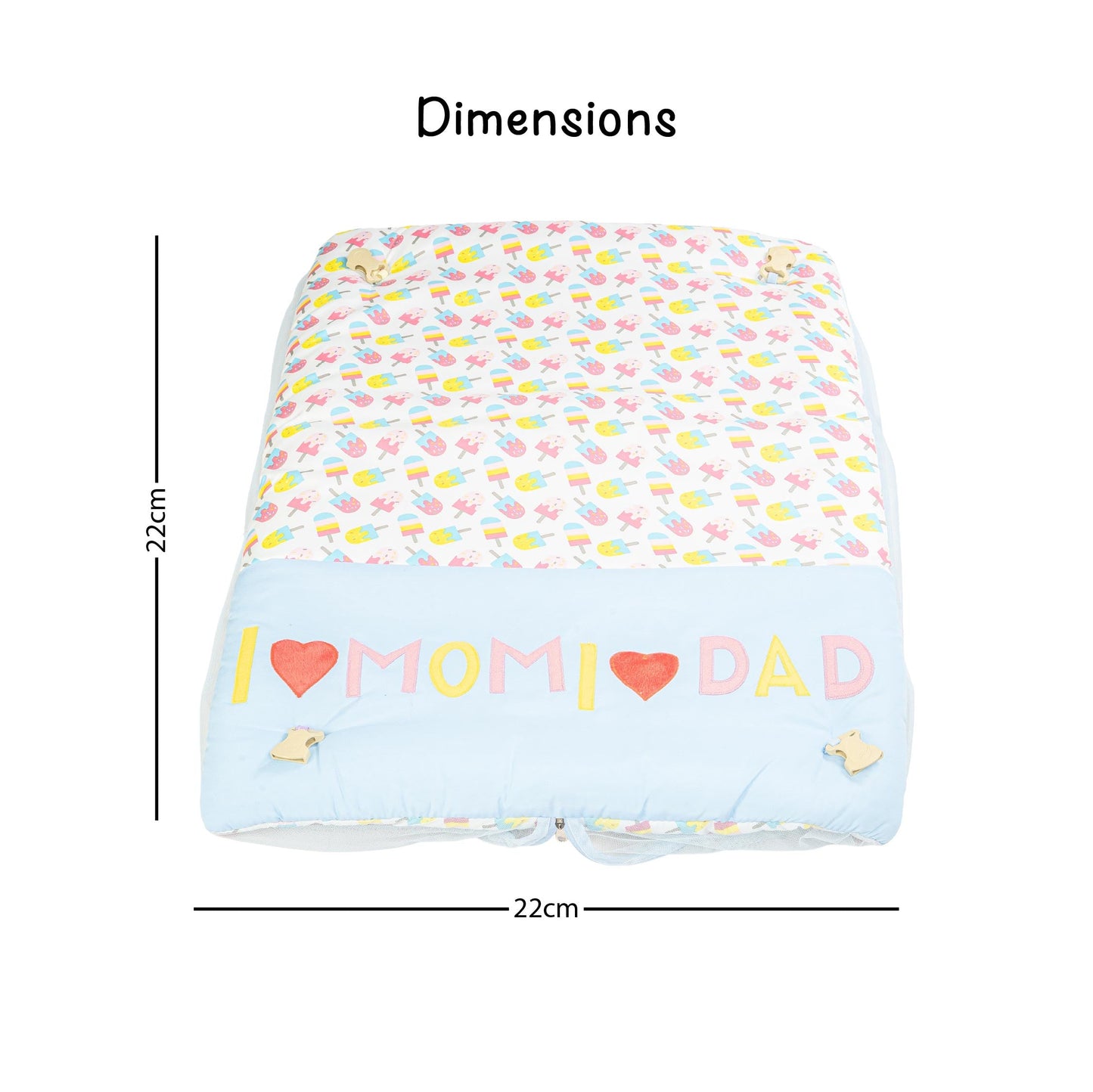 Bubzee Baby Carry Bed – Soft Cushion Bedding with Handle Cyan