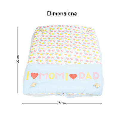 Bubzee Baby Carry Bed – Soft Cushion Bedding with Handle Cyan