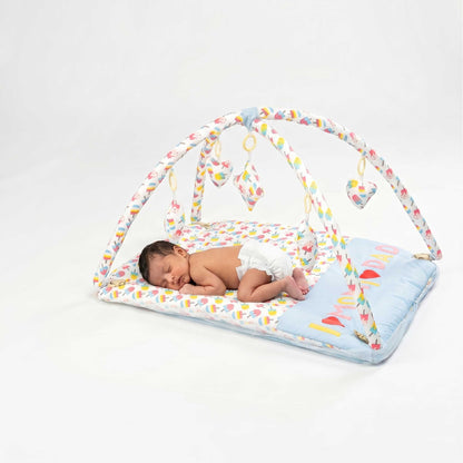 Bubzee Baby Carry Bed – Soft Cushion Bedding with Handle Cyan