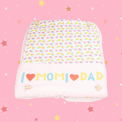 Bubzee Baby Carry Bed – Soft Cushion Bedding with Handle Pink