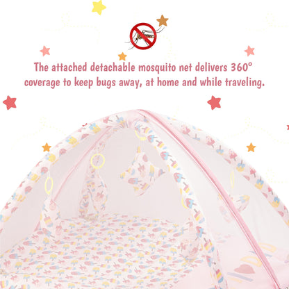 Bubzee Baby Carry Bed – Soft Cushion Bedding with Handle Pink