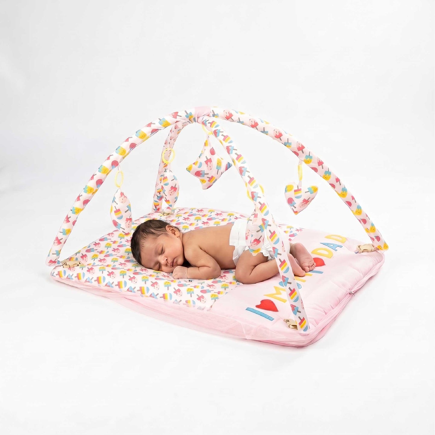Bubzee Baby Carry Bed – Soft Cushion Bedding with Handle Pink