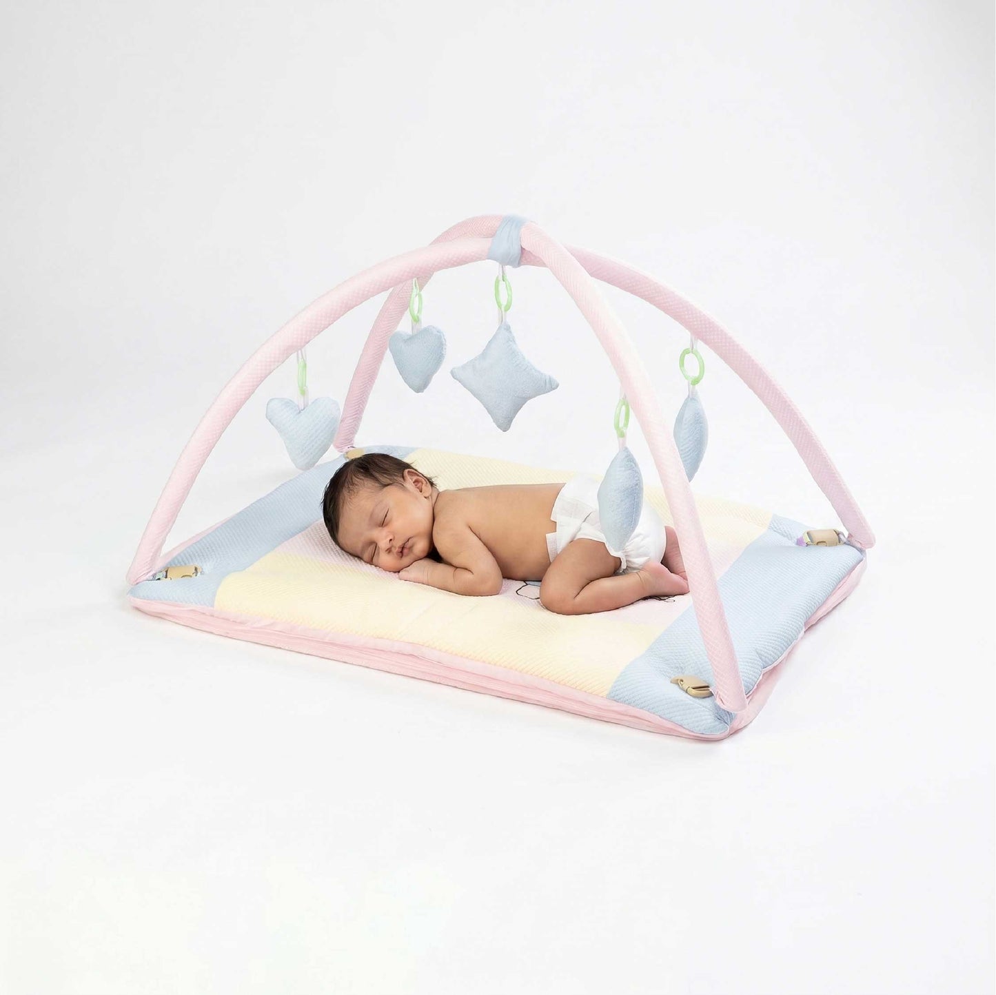 Bubzee Baby Carry Bed with Mosquito Net – Soft Cushioned Bedding Pink
