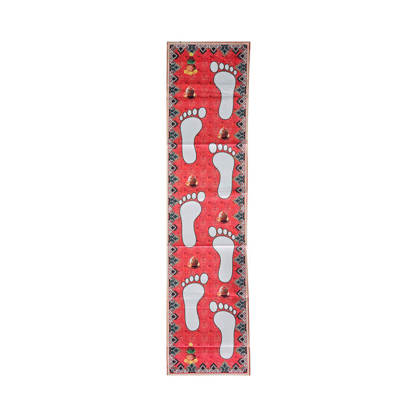 Red Kanku Pagla Baby Welcome Rumal | Traditional Baby Footprint Ceremony Cloth | Hindu Naming Ceremony & Baby Welcome Pooja Decoration | Auspicious Red Printed Ritual Cloth