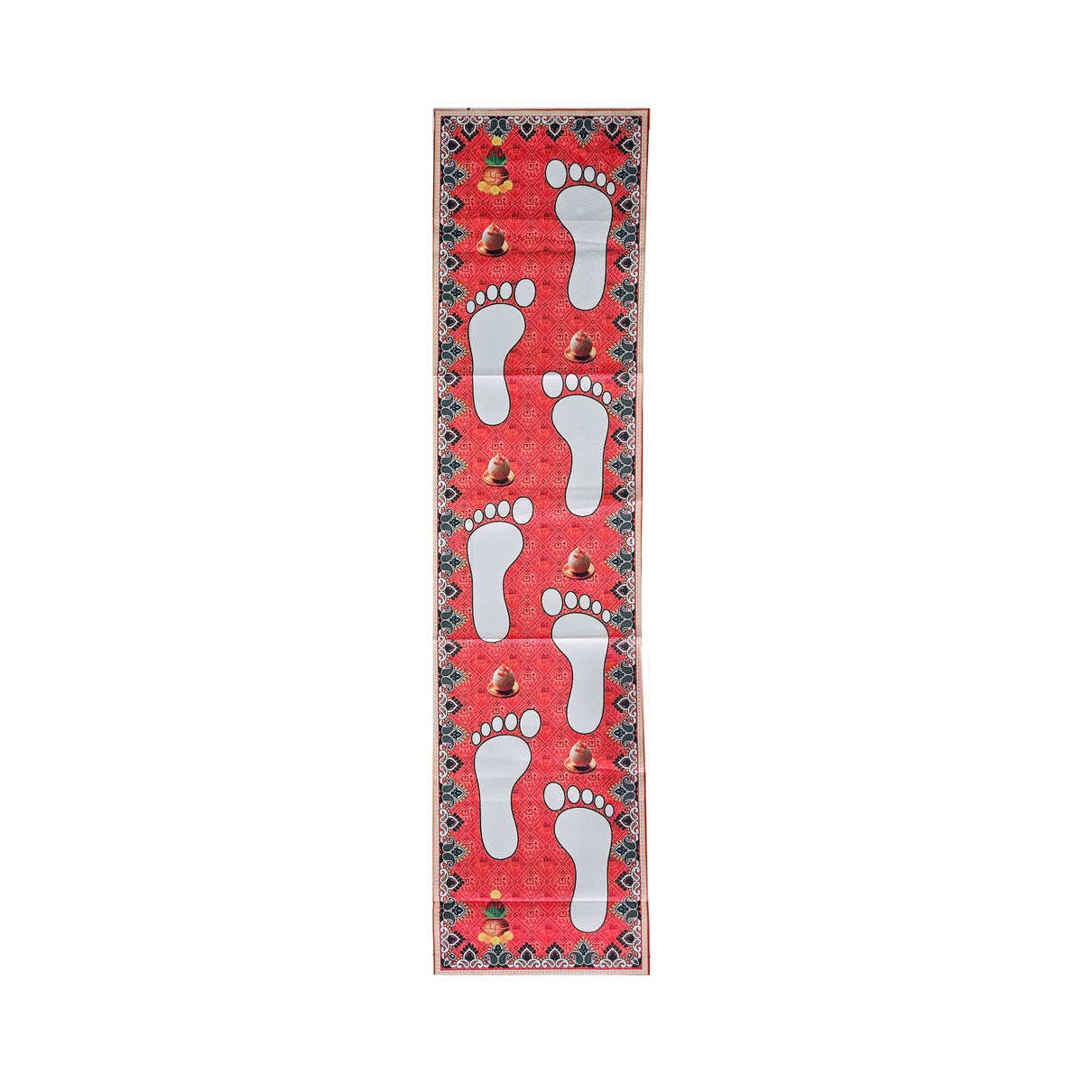 Red Kanku Pagla Baby Welcome Rumal | Traditional Baby Footprint Ceremony Cloth | Hindu Naming Ceremony & Baby Welcome Pooja Decoration | Auspicious Red Printed Ritual Cloth