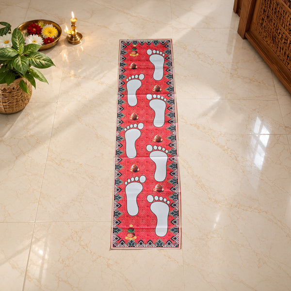 Red Kanku Pagla Baby Welcome Rumal | Traditional Baby Footprint Ceremony Cloth | Hindu Naming Ceremony & Baby Welcome Pooja Decoration | Auspicious Red Printed Ritual Cloth