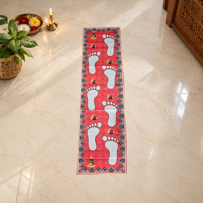 Red Kanku Pagla Baby Welcome Rumal | Traditional Baby Footprint Ceremony Cloth | Hindu Naming Ceremony & Baby Welcome Pooja Decoration | Auspicious Red Printed Ritual Cloth