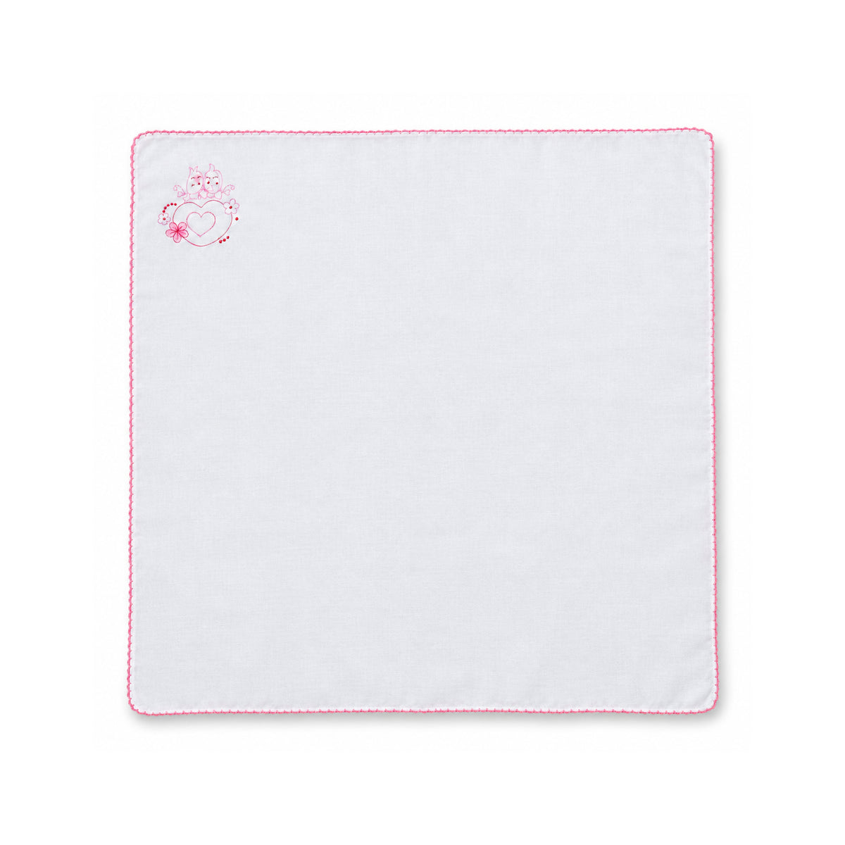 Baby Rumal for Newborn | White Baby Receiving Cloth with Pink Border & Cute Embroidered Design | Soft Baby Handkerchief for Newborn Baby, Baby Shower, Naming Ceremony & Gifting