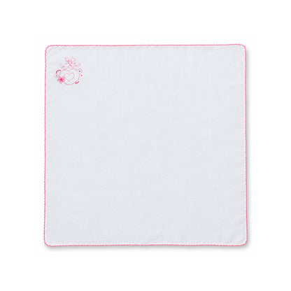 Baby Rumal for Newborn | White Baby Receiving Cloth with Pink Border & Cute Embroidered Design | Soft Baby Handkerchief for Newborn Baby, Baby Shower, Naming Ceremony & Gifting