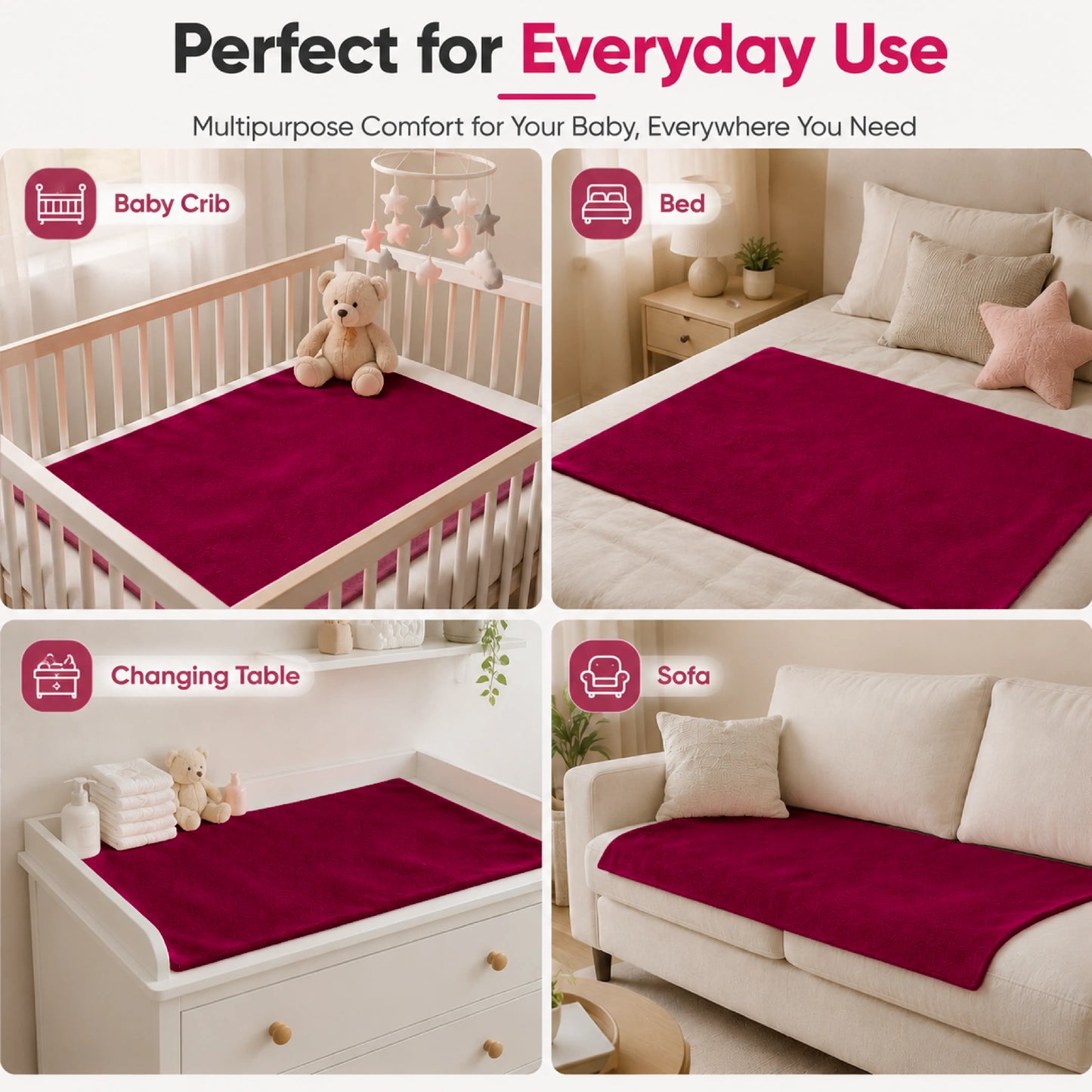 Beetroot Multipurpose Baby Dry Sheet – Waterproof Bed Protector Mat