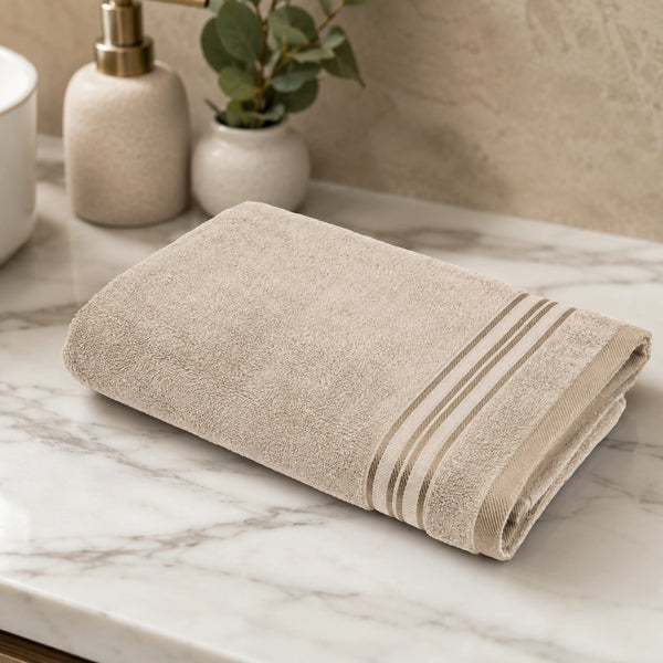 Premium Terry Cotton Bath Towel for Men & Women - Beige