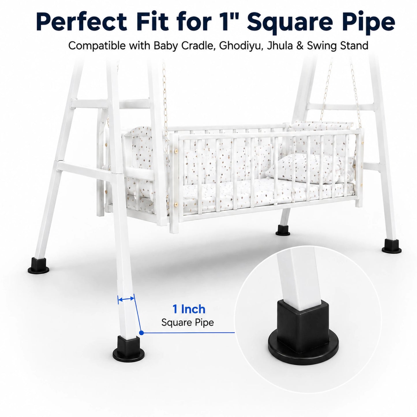 Black Anti-Slip Vacuum Rubber Pads for Square Pipe Cradle – 4 Pieces