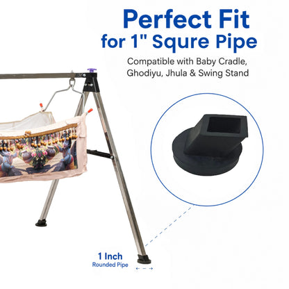 Black Anti-Slip Vacuum Rubber Pads for Square Pipe Cradle – 4 Pieces