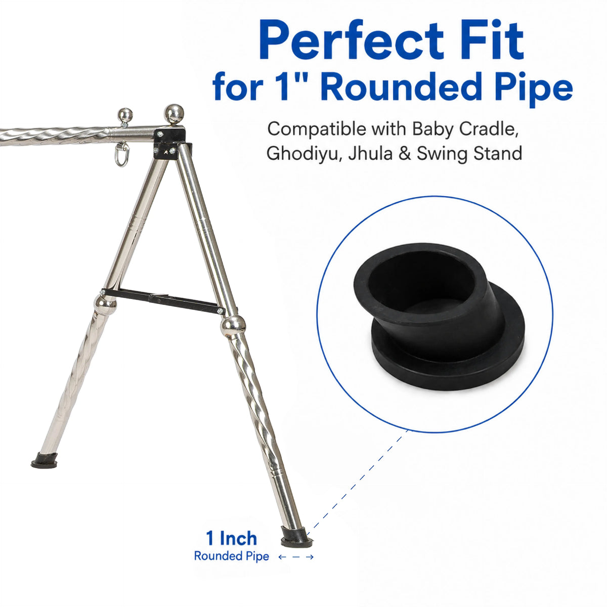 Black Vacuum Rubber Pads for Round Pipe Cradle – 4 Pieces