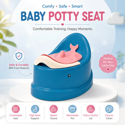 Fish Design Baby Potty Chair with Backrest – Blue