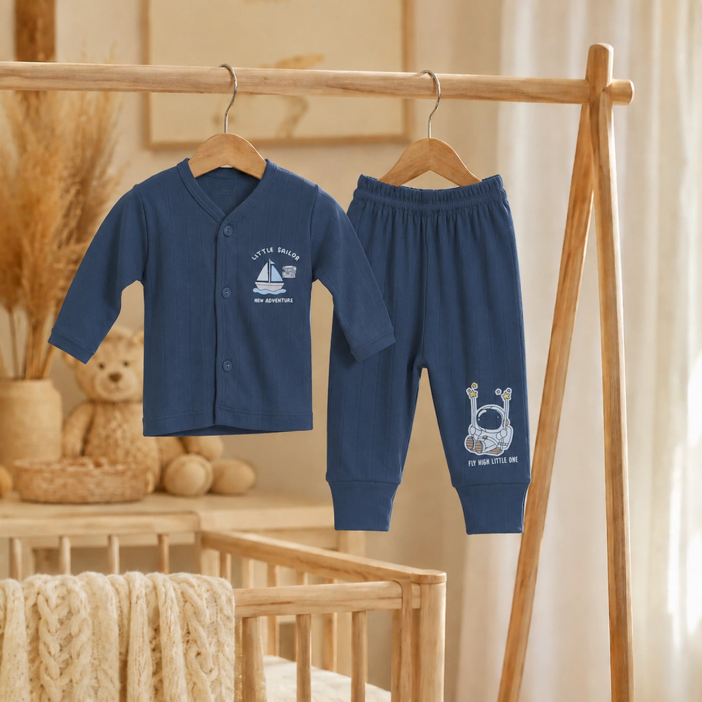 Blue Cucumber Baby Boy & Girl Cotton Full Sleeve Vest - Pajama Se