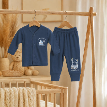 Blue Cucumber Baby Boy & Girl Cotton Full Sleeve Vest - Pajama Se