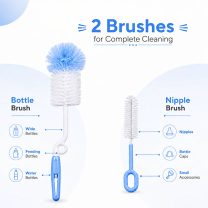 Baby Feeding Bottle Cleaning Brush Set, BPA Free – Blue