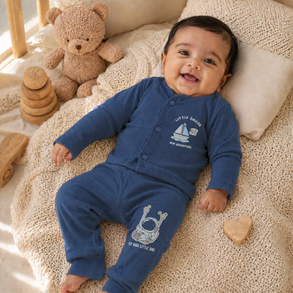 Blue Cucumber Baby Boy & Girl Cotton Full Sleeve Vest - Pajama Se
