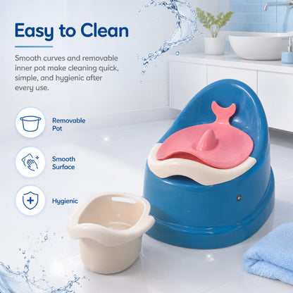 Fish Design Baby Potty Chair with Backrest – Blue