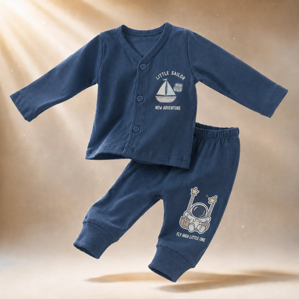 Blue Cucumber Baby Boy & Girl Cotton Full Sleeve Vest - Pajama Se