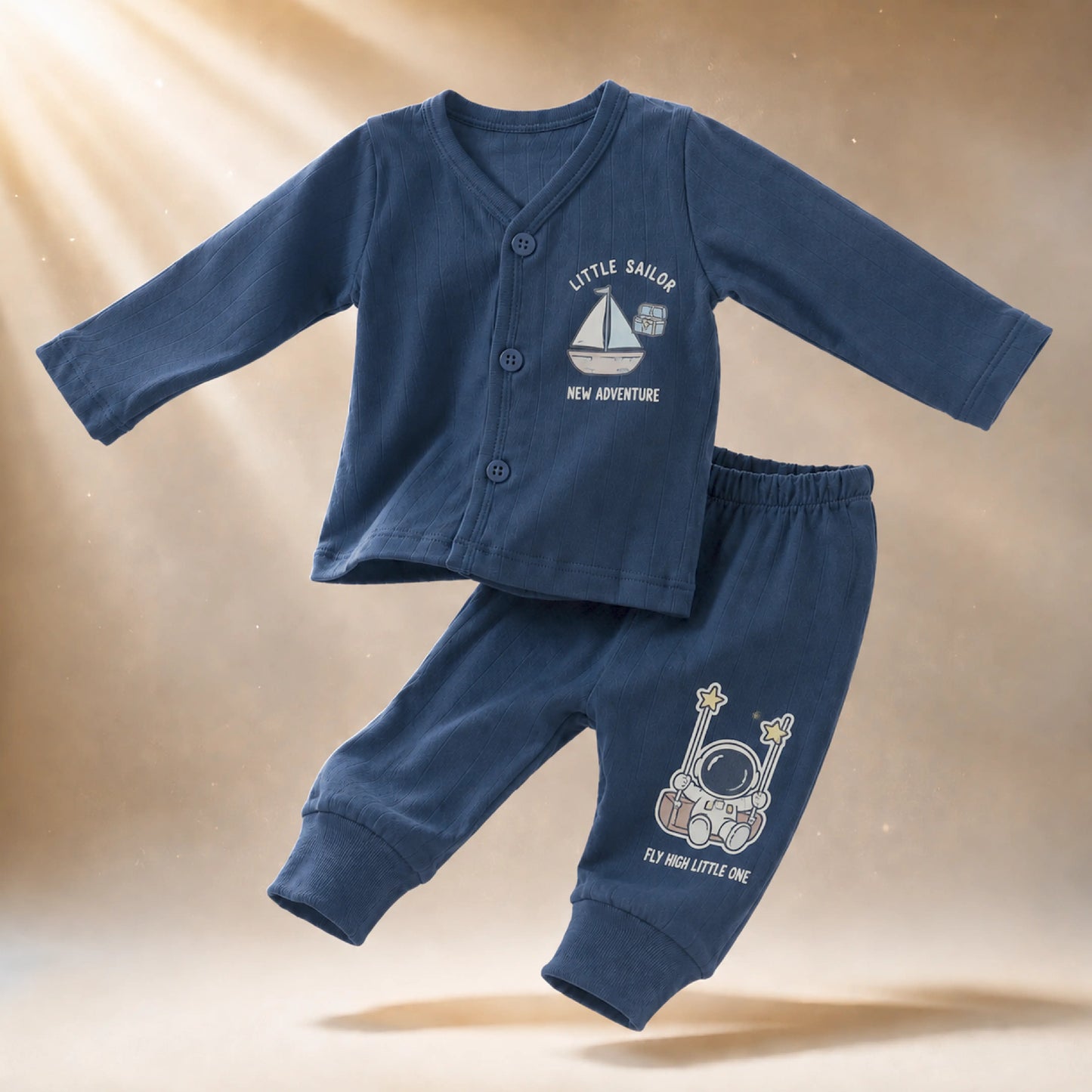 Blue Cucumber Baby Boy & Girl Cotton Full Sleeve Vest - Pajama Se