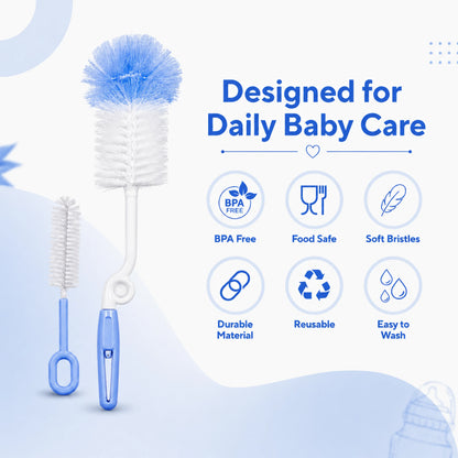 Baby Feeding Bottle Cleaning Brush Set, BPA Free – Blue