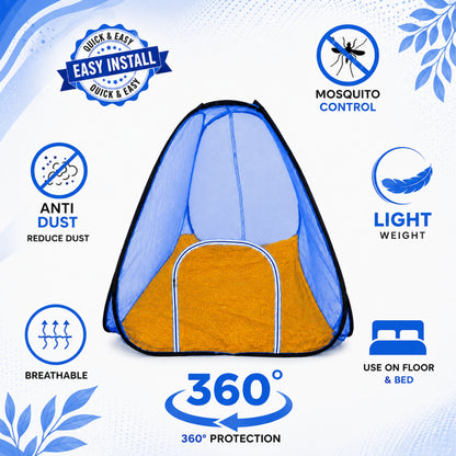 Foldable Pop-Up Mosquito Net Tent – Blue