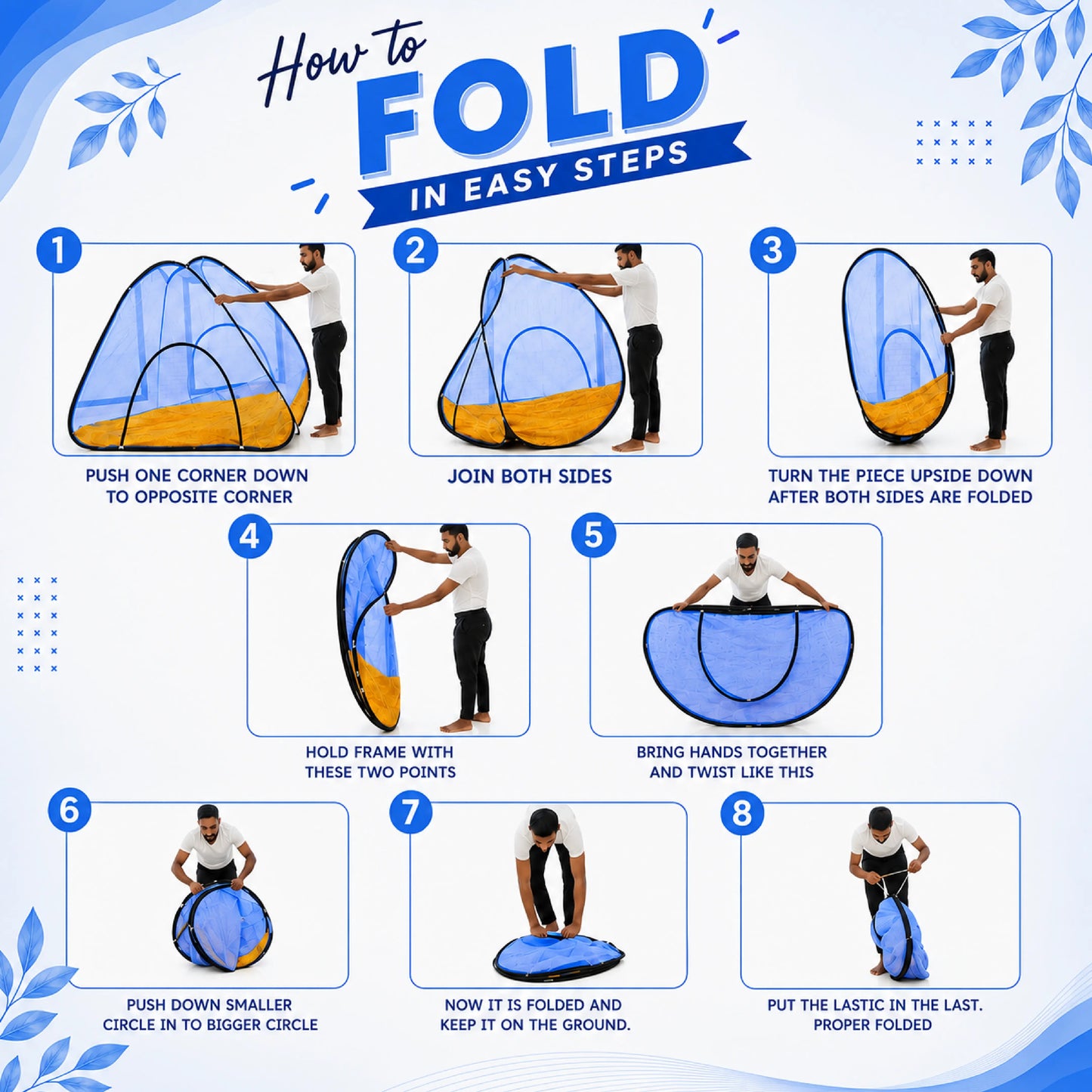 Foldable Pop-Up Mosquito Net Tent – Blue