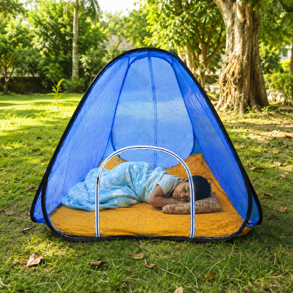 Foldable Pop-Up Mosquito Net Tent – Blue