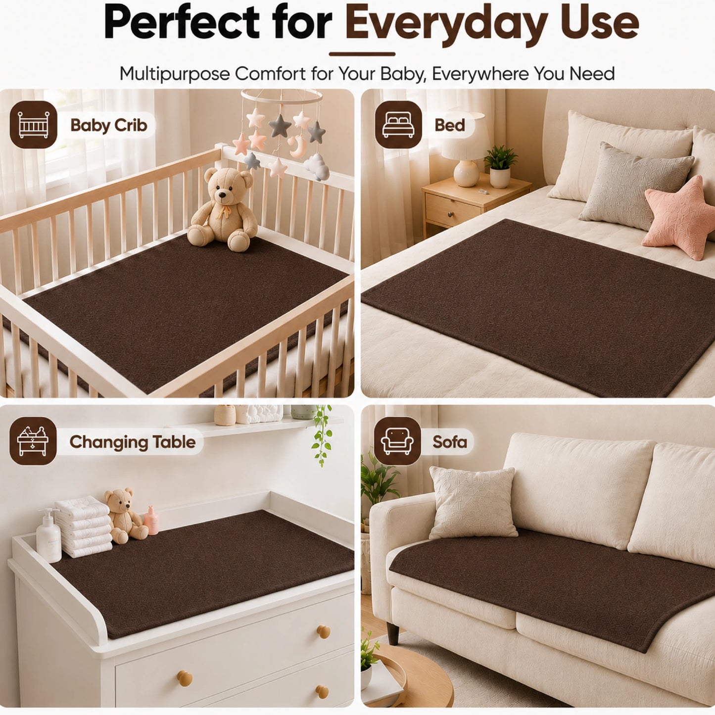 Brown Multipurpose Baby Dry Sheet – Waterproof Bed Protector Mat