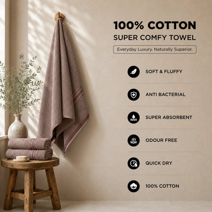 Premium Terry Cotton Bath Towel for Men & Women - Brown