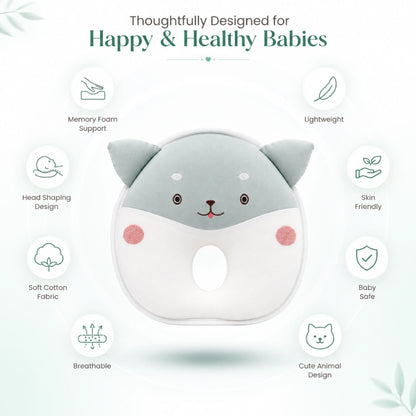 Cloudy Cat Design Baby Head Shaping Pillow – Pack of 1