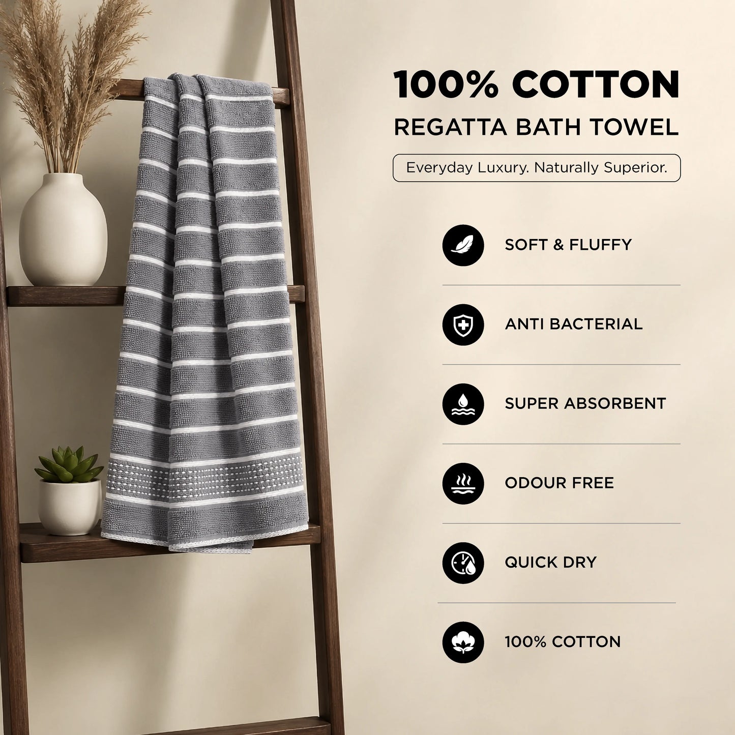 Premium Linen Bath Towel for Men & Women, Soft, Lightweight & Quick Dry
