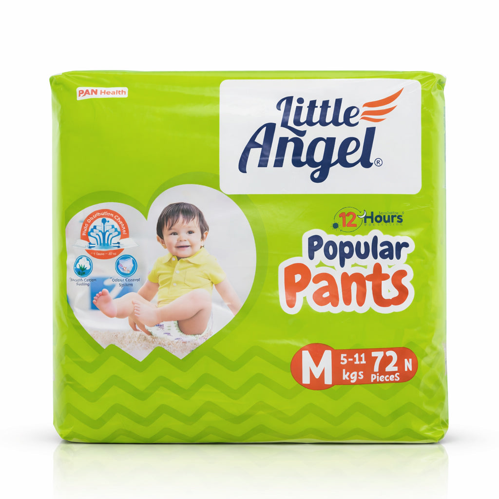 Little Angel Popular Pants Baby Diapers – Size M (5–11 kg), 72 Pieces