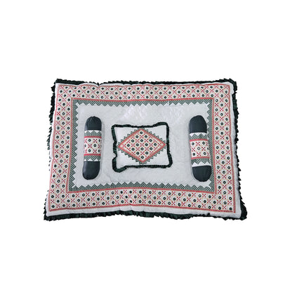 Chhathi Pujan Baby Bedding Mat Set | Traditional Embroidered Baby Godhadi with Pillow & Bolster Set | Soft Double Cotton Fabric | Newborn Baby Sleeping & Pujan Decor