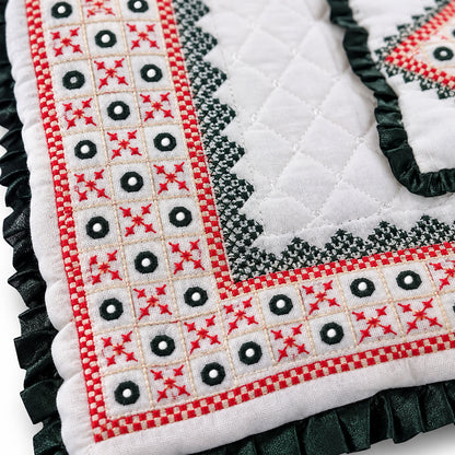 Chhathi Pujan Baby Bedding Mat Set | Traditional Embroidered Baby Godhadi with Pillow & Bolster Set | Soft Double Cotton Fabric | Newborn Baby Sleeping & Pujan Decor