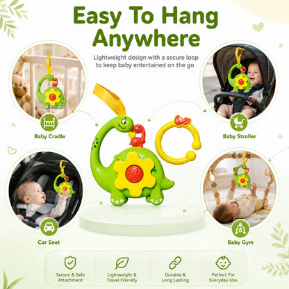 Green Dinosaur Musical Hanging Toy for Baby Cradle – Light & Sound