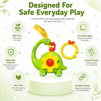 Green Dinosaur Musical Hanging Toy for Baby Cradle – Light & Sound