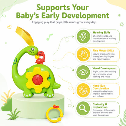 Green Dinosaur Musical Hanging Toy for Baby Cradle – Light & Sound
